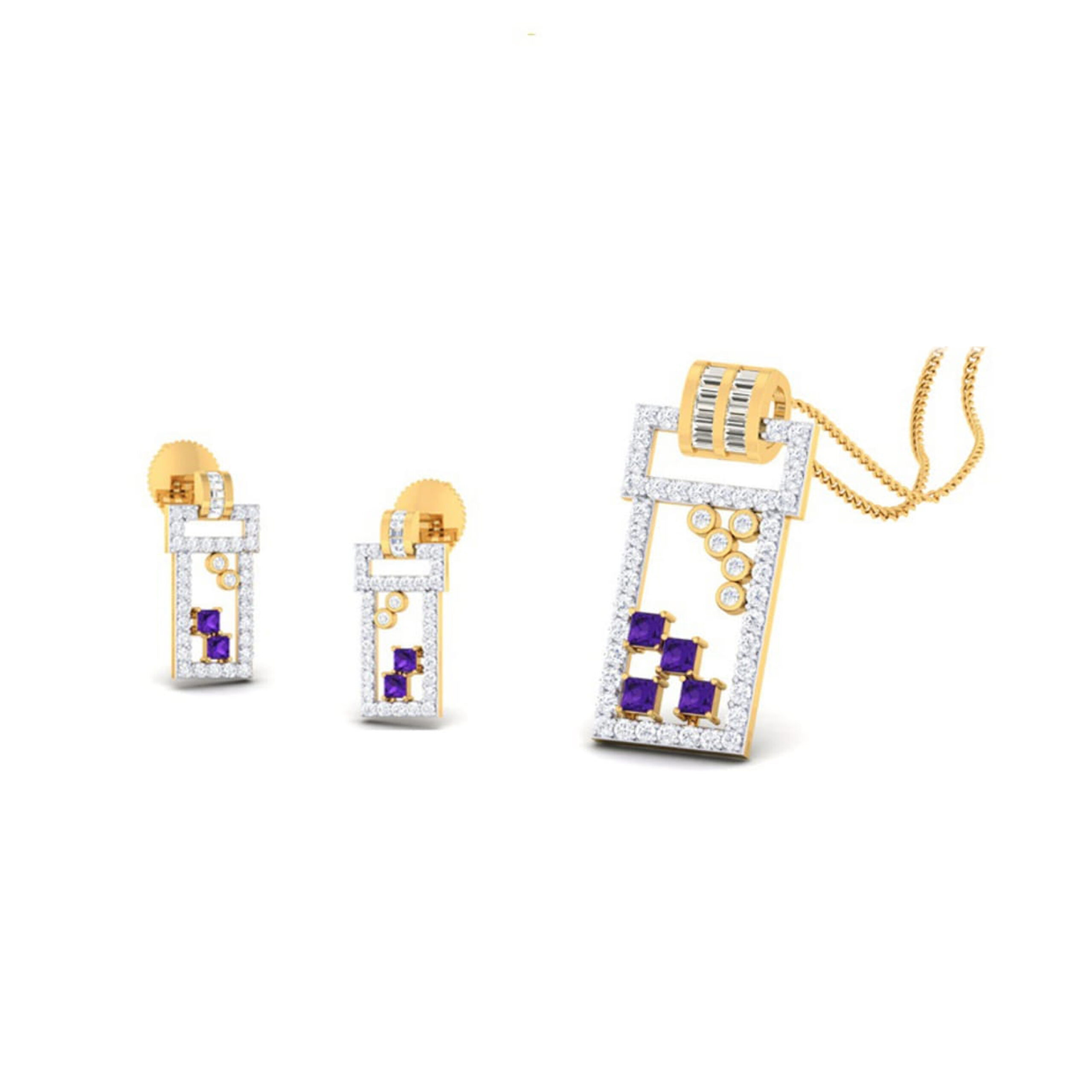 22k gold cz pero pendant set