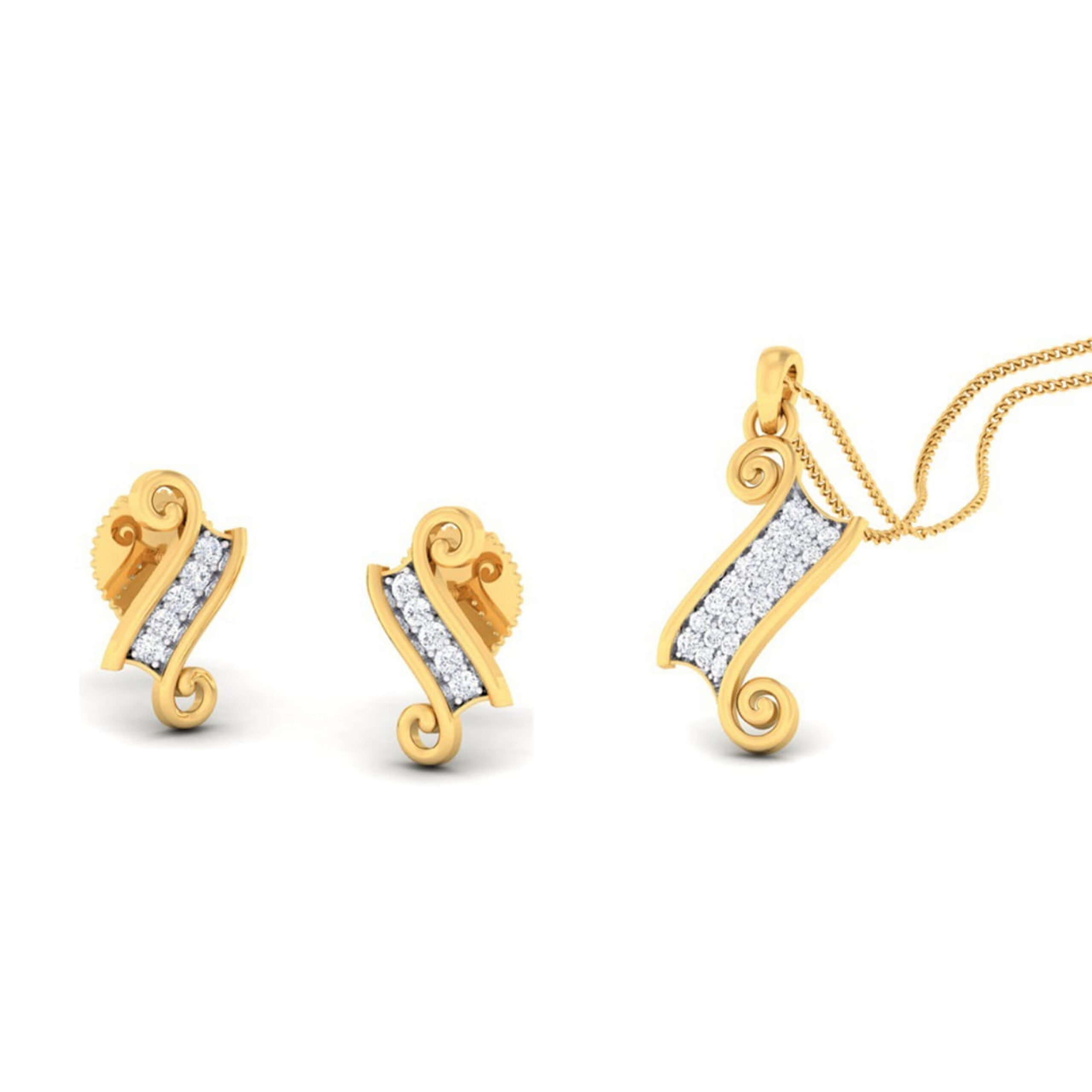 22k gold cz elegant pendant set
