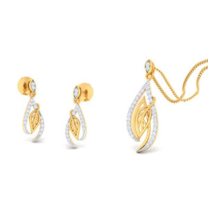 22k gold cz unique pendant set
