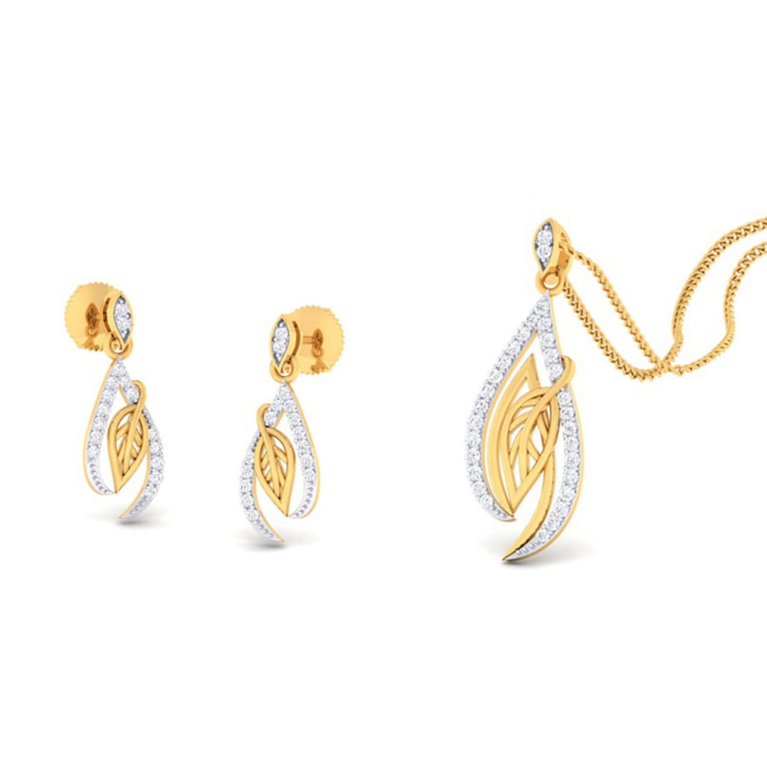 22k gold cz unique pendant set