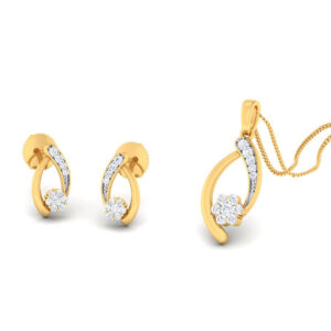 22k gold cz bloom n shine pendant set