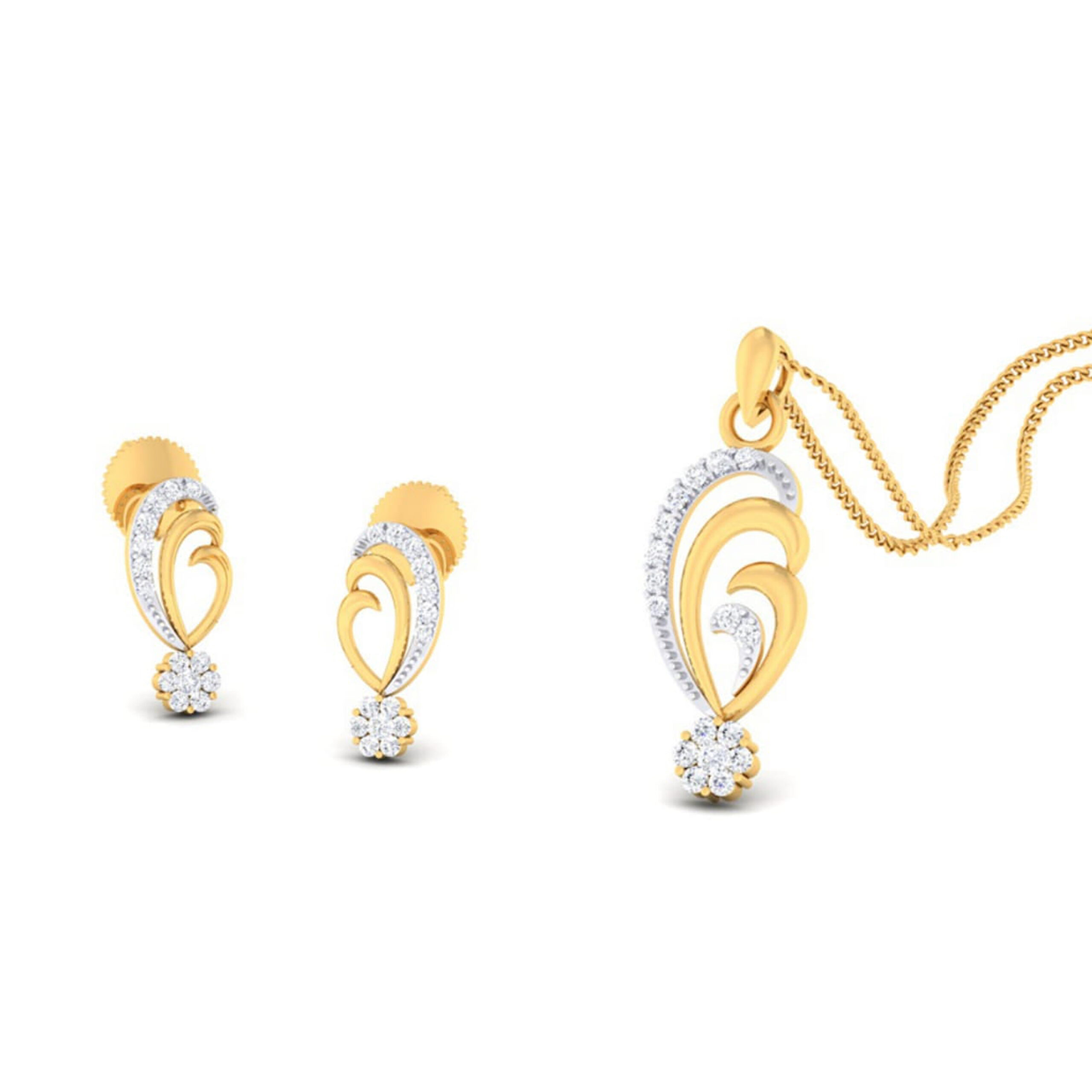22k gold cz elite pendant set