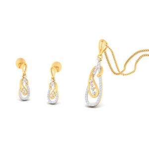 22k gold cz curvy pendant set