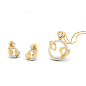 22k gold cz bloom n shine pendant set