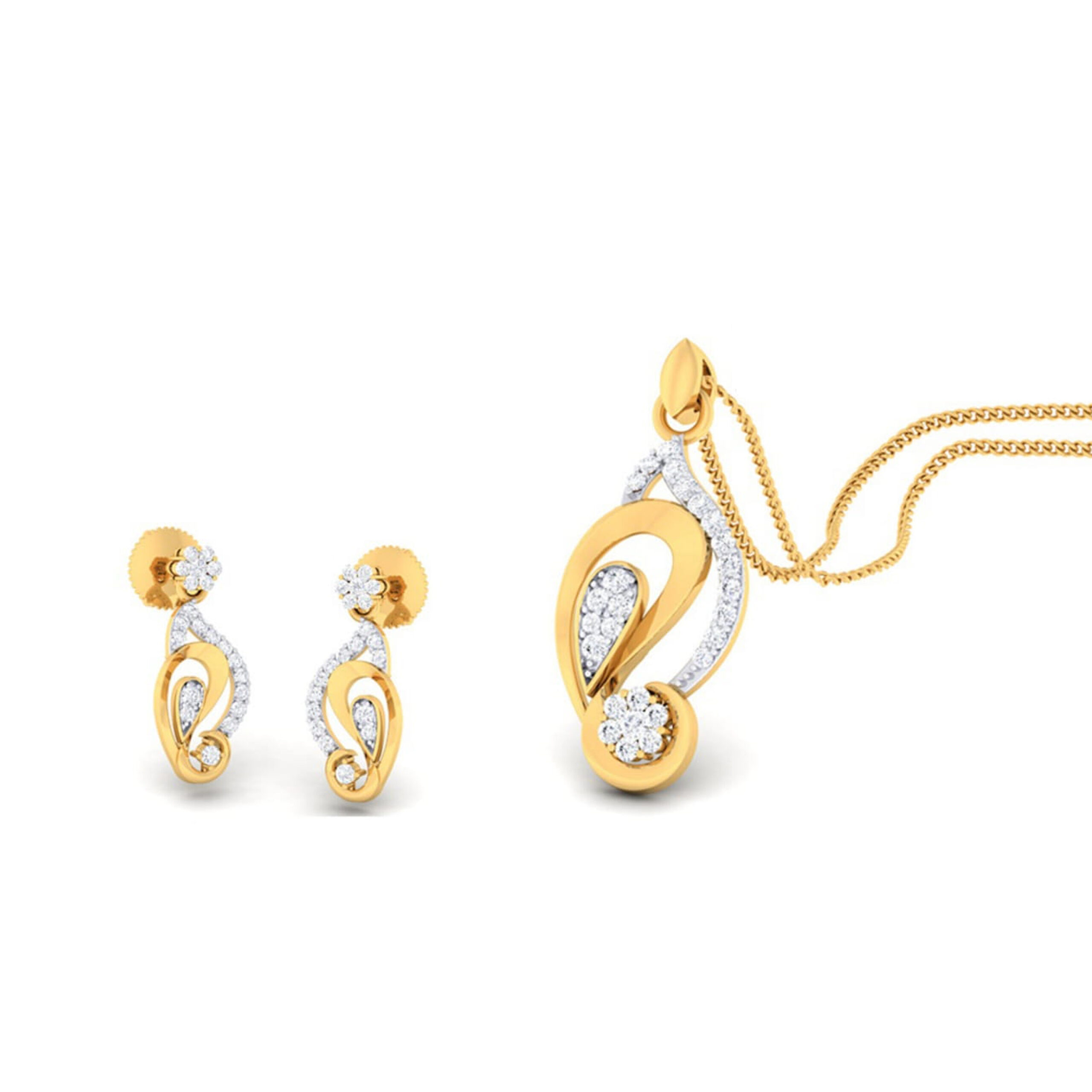 22k gold cz dazzle due pendant set