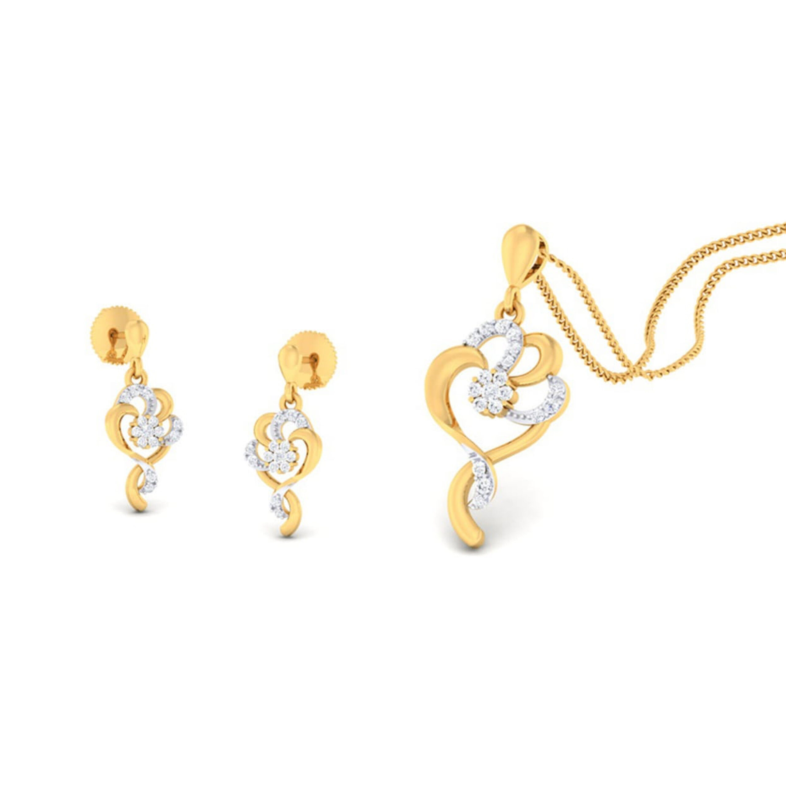 22k gold cz dazzle due pendant set