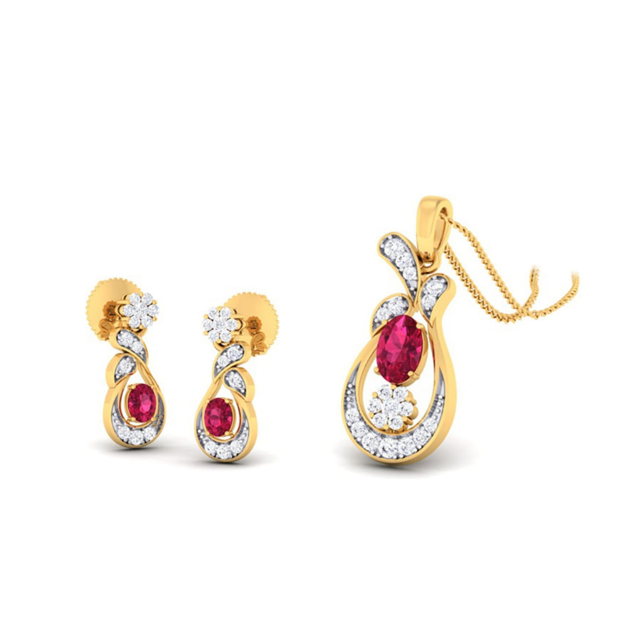 22k gold cz delite pendant set