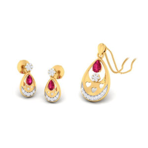 22k gold cz classy pendant set