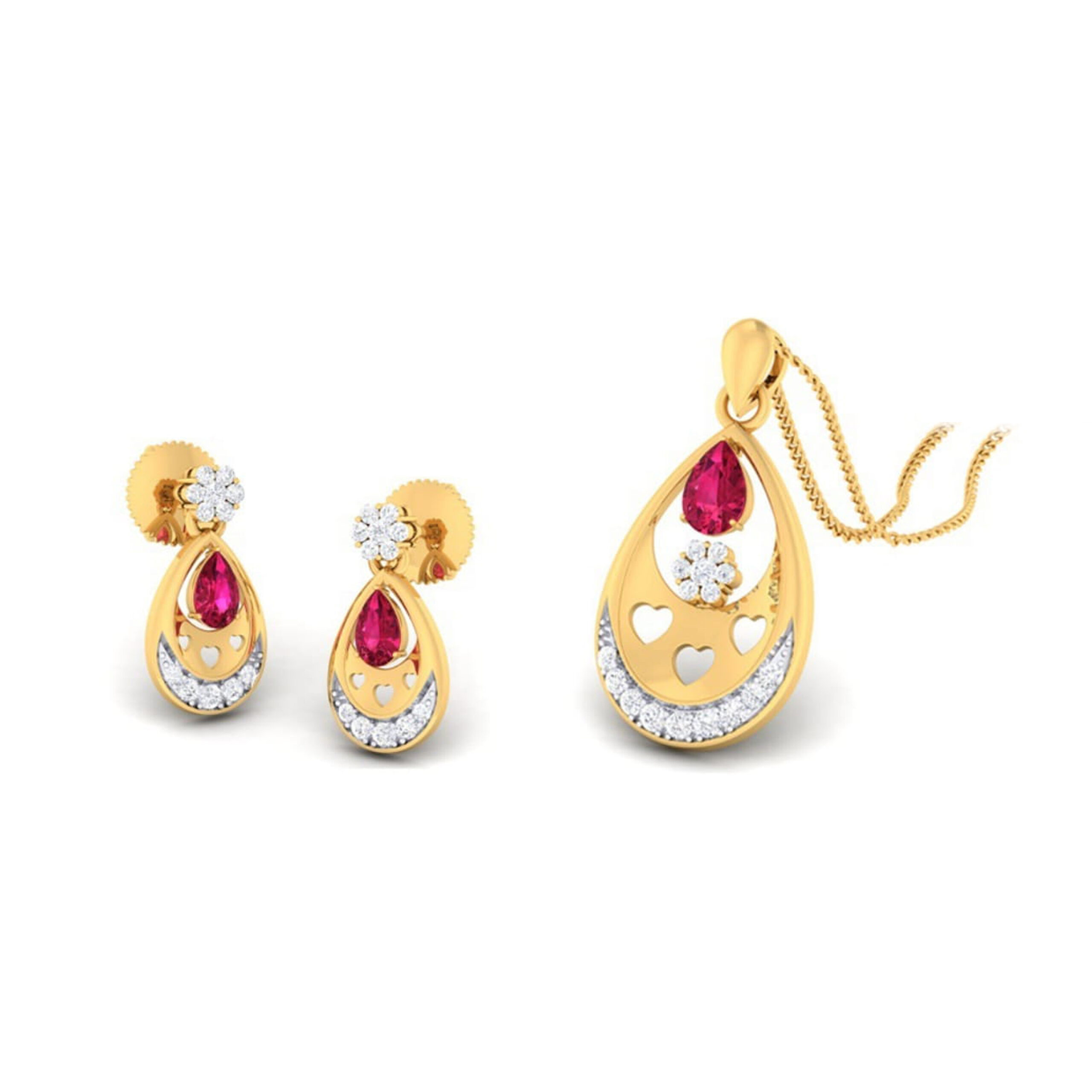 22k gold cz classy pendant set