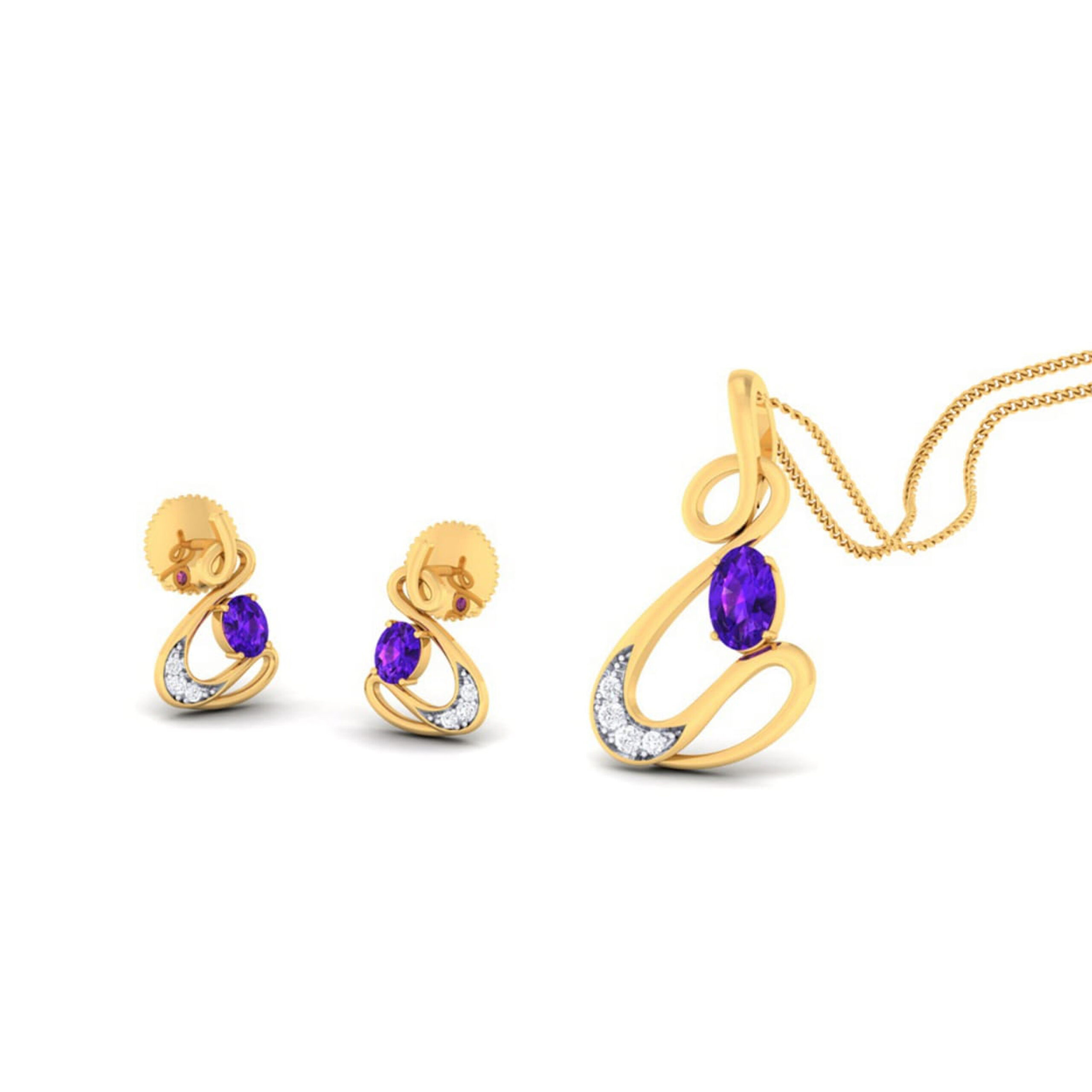 22k gold cz elite pendant set