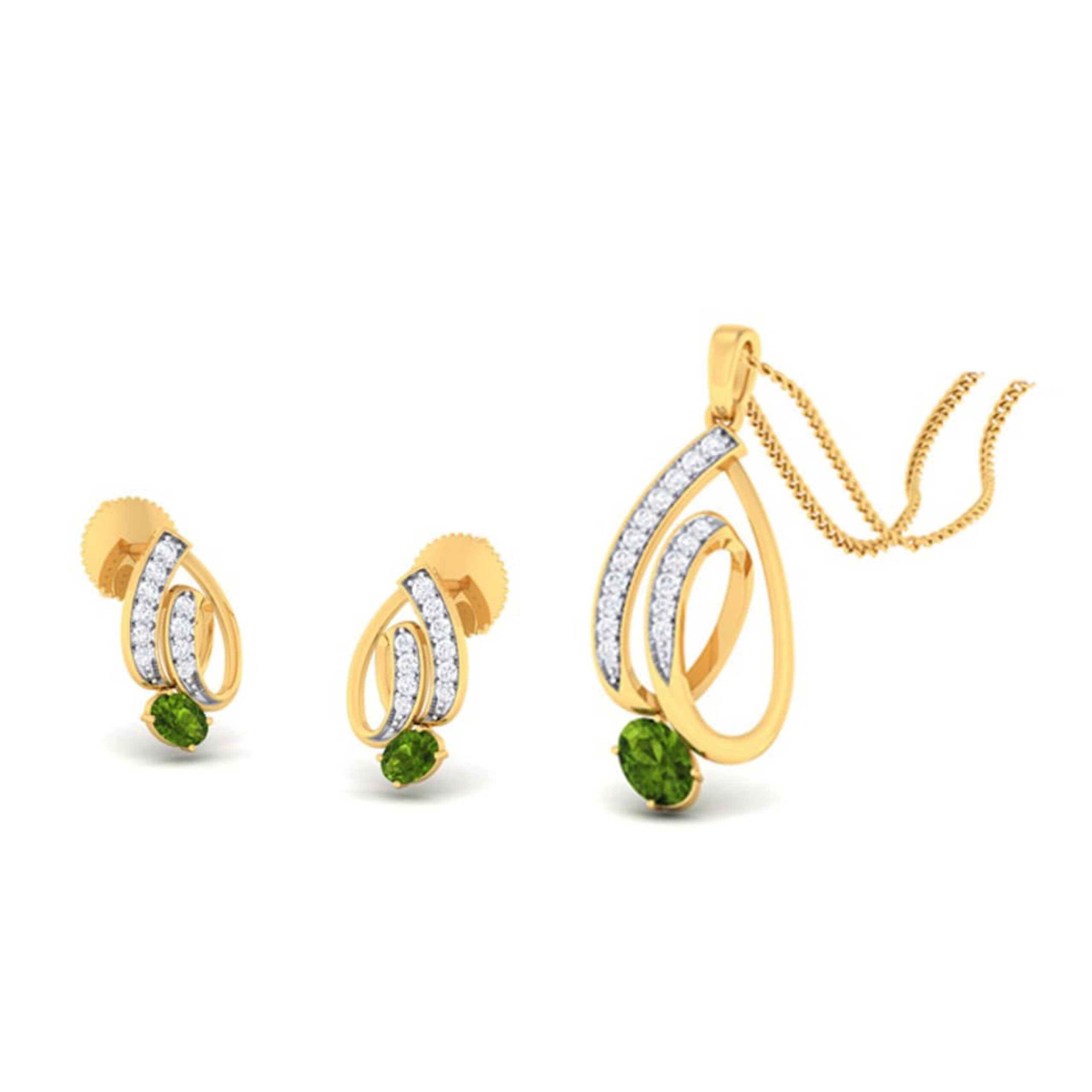 22k gold cz stylish pendant set