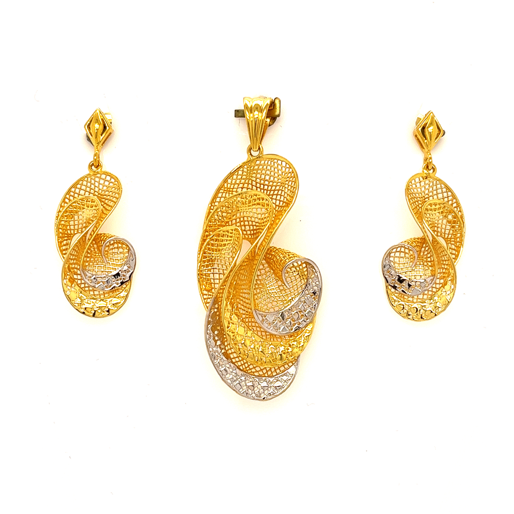 22k gold turkish tulipa pendant set