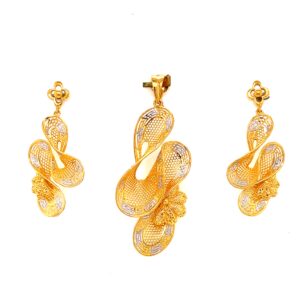 22k gold turkish cluster twist pendant set