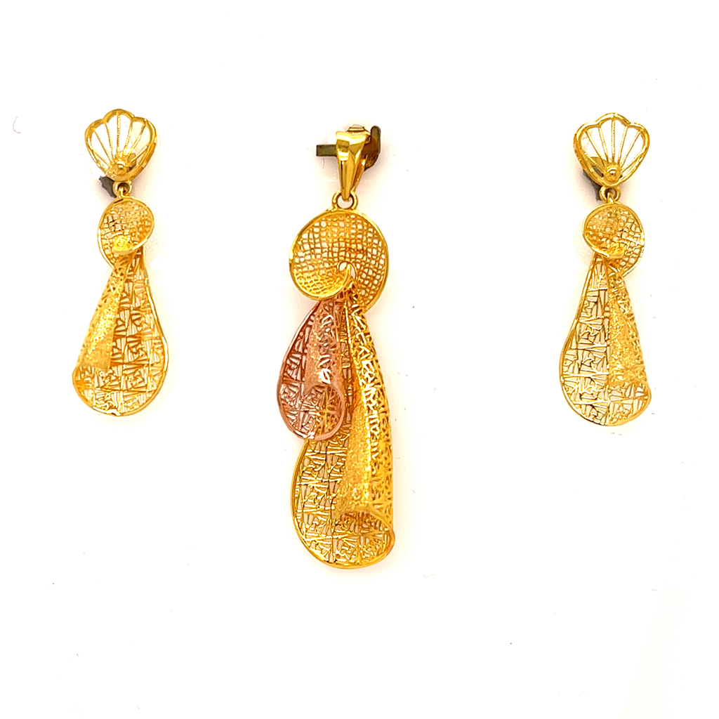 22k gold turkish whirly pendant set