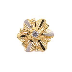 22k yellow gold cz stone floral ring