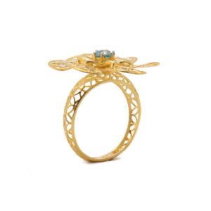 22k yellow gold blue topaz floral ring