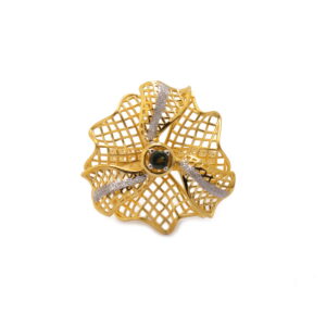22k yellow gold red garnate floral ring