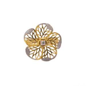 22k yellow gold cz stone floral ring