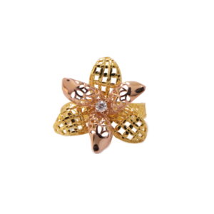 22k yellow gold cz stone floral ring