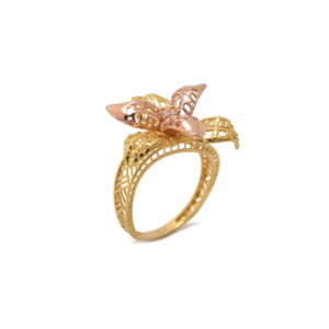 22k yellow gold cz stone floral ring