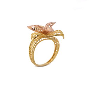 22k yellow gold cz stone floral ring