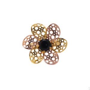 22k yellow gold black onyx flower ring