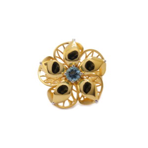 22k yellow gold blue topaz floral ring