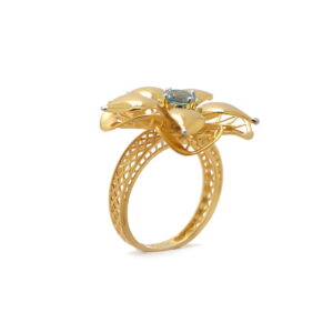 22k yellow gold blue topaz floral ring