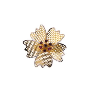 22k yellow gold ruby floral ring