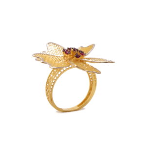 22k yellow gold ruby floral ring