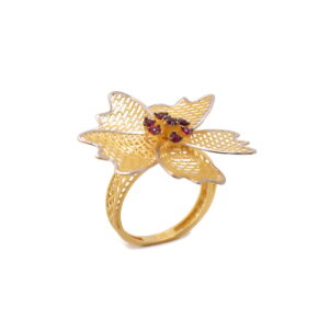 22k yellow gold ruby floral ring