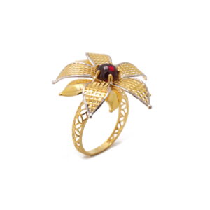 22k yellow gold black onyx flower ring