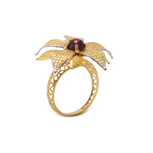22k yellow gold black onyx flower ring