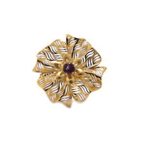 22k yellow gold amethyst floral ring