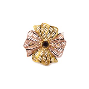 22k yellow gold red garnate floral ring