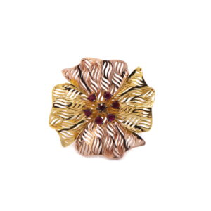 22k yellow gold ruby floral ring