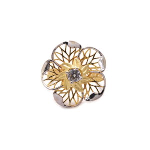 22k yellow gold cz stone floral ring