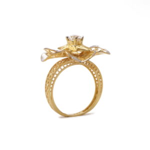 22k yellow gold cz stone floral ring