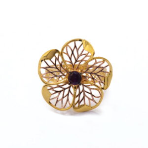 22k yellow gold black onyx flower ring