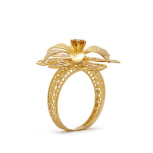 22k yellow gold citrine floral ring