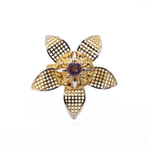 22k yellow gold amethyst floral ring