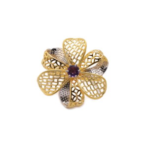 22k Yellow Gold Amethyst Floral Ring