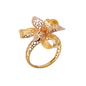 22k yellow gold petite fleur ring