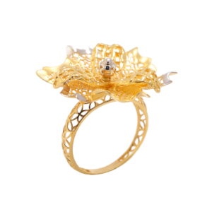 22k yellow gold stylised flora ring