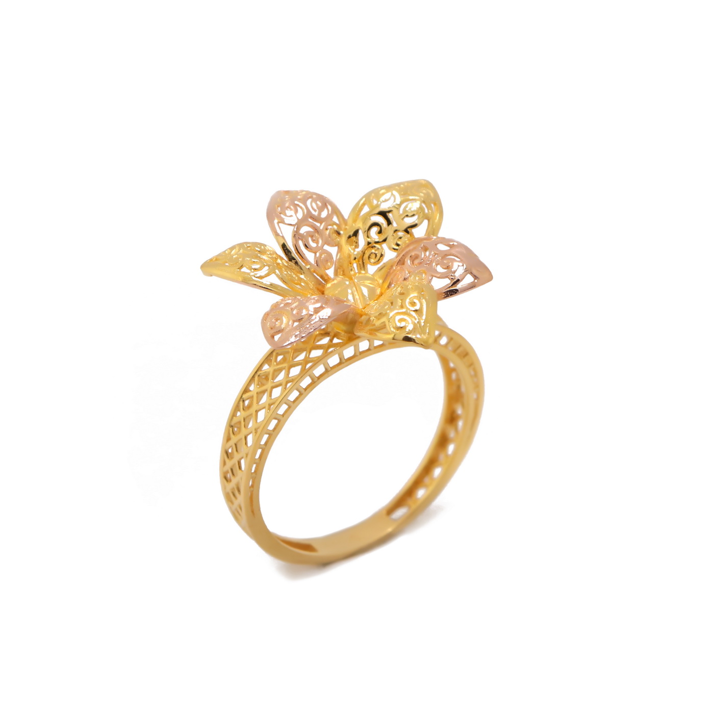 22k Yellow Gold Golden Feather Ring - Image 2