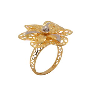 22k yellow gold floral spray ring