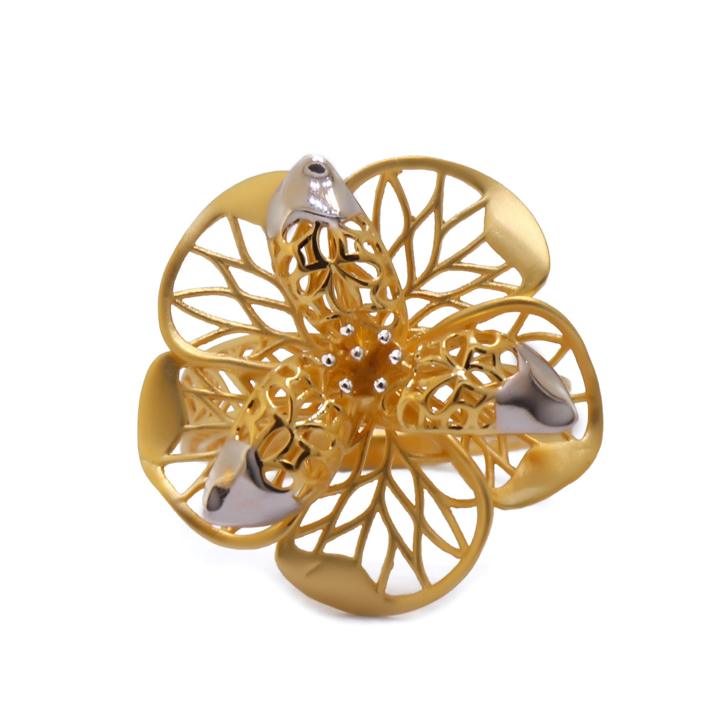 22k yellow gold net armour ring