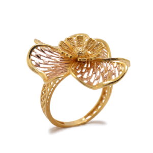 22k yellow gold four petal ring
