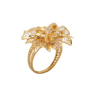 22k yellow gold frills of charm ring