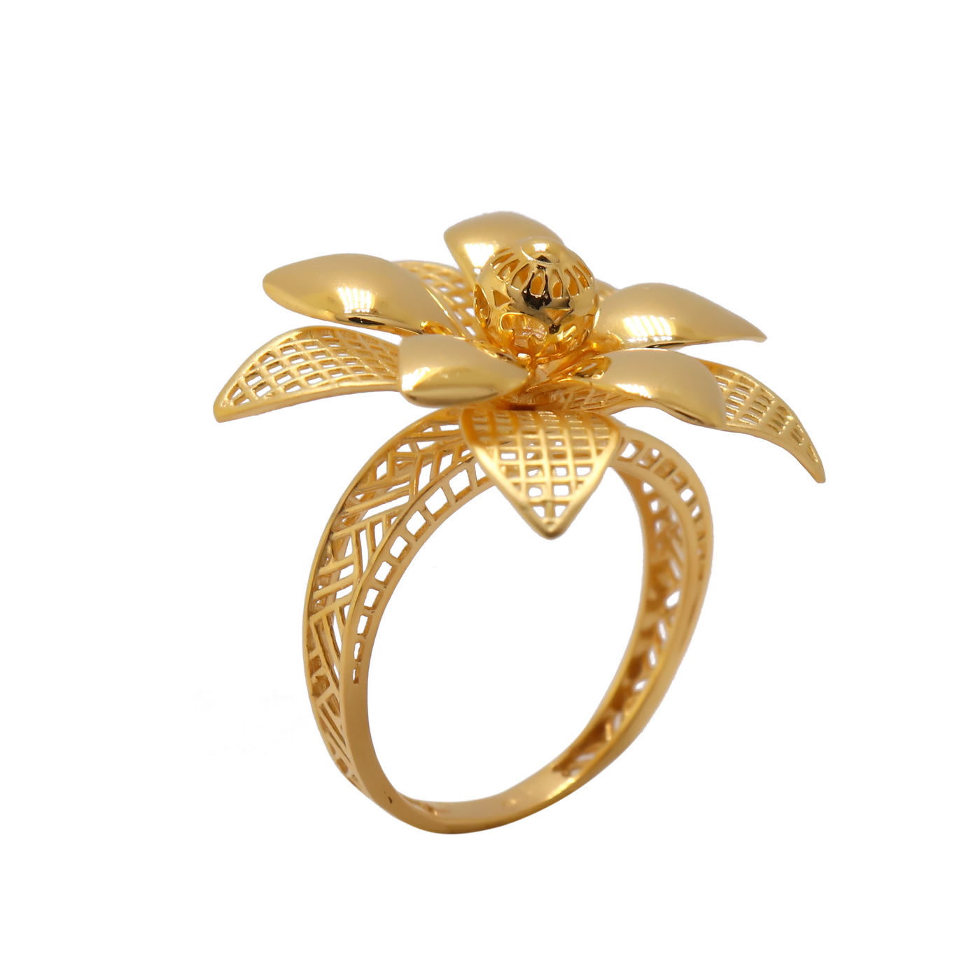 22k yellow gold petals of metal ring - Image 2